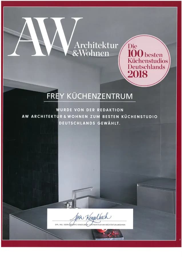 Diplôme AW « Die 100 besten Küchenstudios Deutschlands 2018 » pour Frey Küchenzentrum