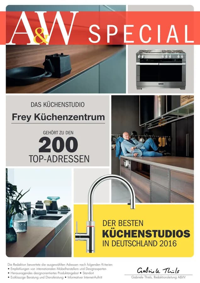 AW Special : Frey Küchenzentrum figure parmi les 200 adresses de référence des meilleurs cuisinistes d'Allemagne 2016